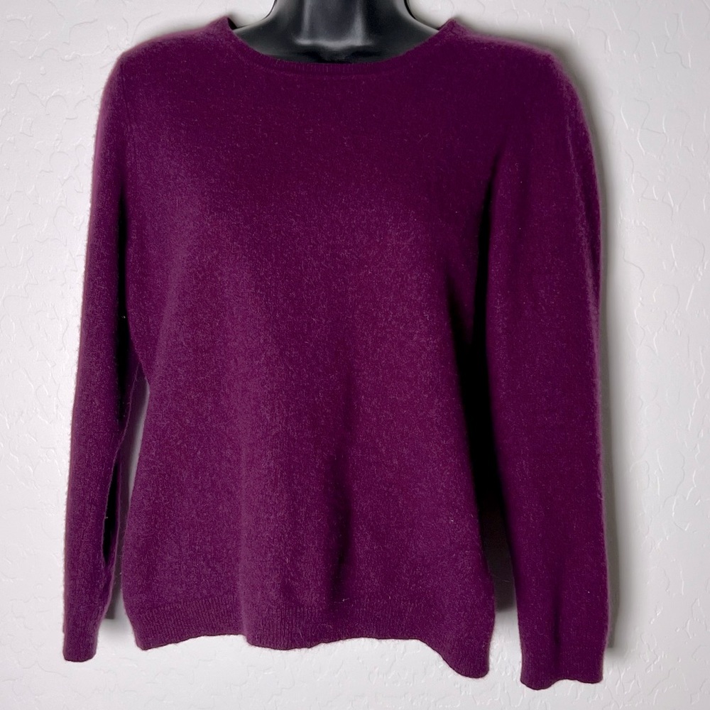 Charter Club Luxury Cashmere Crew Neck Purple Fuschia Thick Plush Sweater M